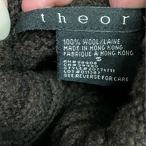 Theory Turtleneck Galin Loryelle Slim Fit Sweater Wool Long Sleeve Brown Small - Picture 9 of 9